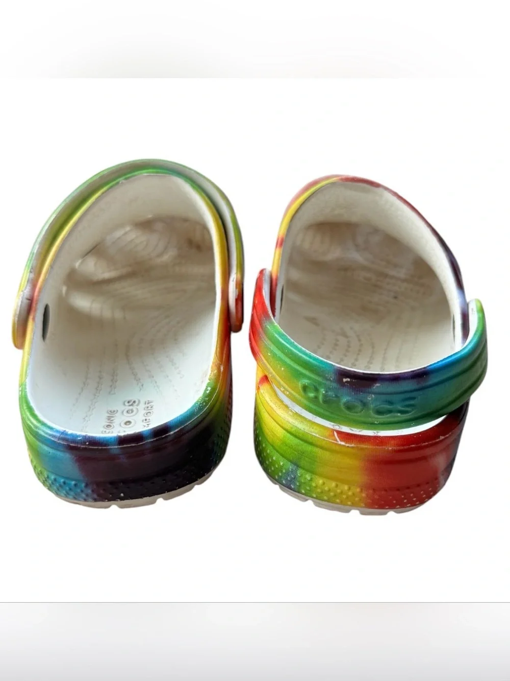 CROCS Kids Tie-Dye Clog Sandals - Red, Yellow, Green, Blue, Purple size 12